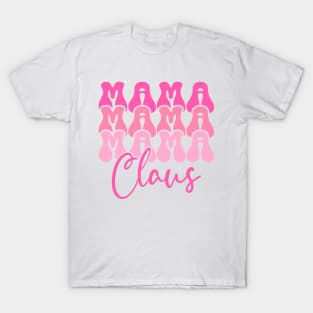 Mama Claus Retro Pink Christmas Design T-Shirt